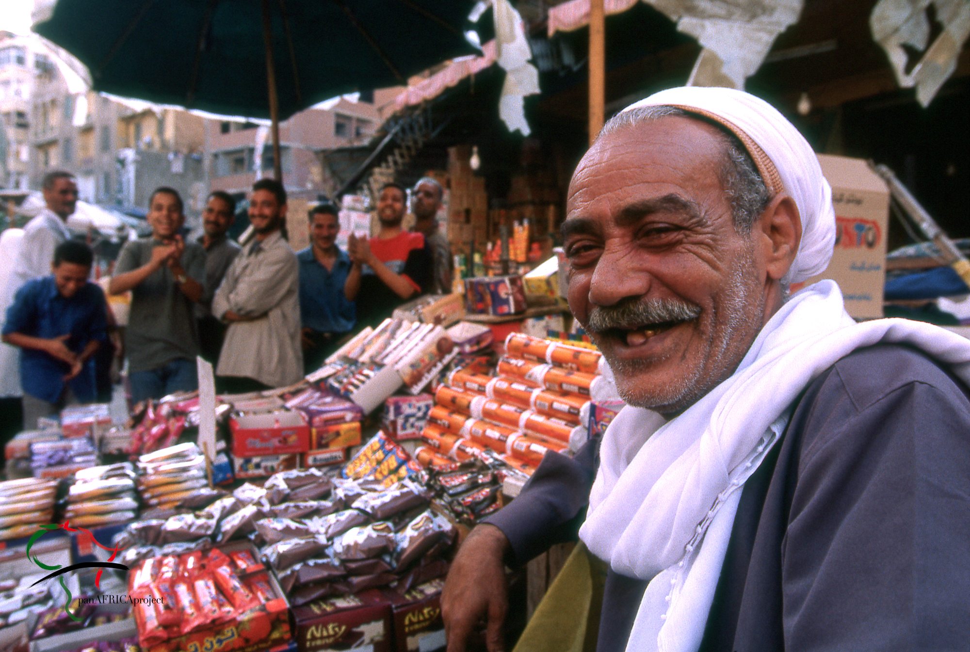 Vendors at a market in Alexandria, Egypt