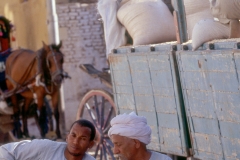 Men sitting beside their carriage in Luxor, Egypt