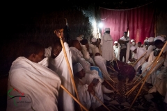 Priests inside a chanting room