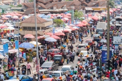 Crowded street during Makola Market in Accra, Ghana