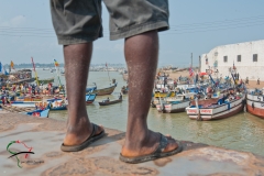 Pirogues in a harbor in Elmina, Ghana