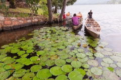 Men in canoes on Lake Volta, Ghana
