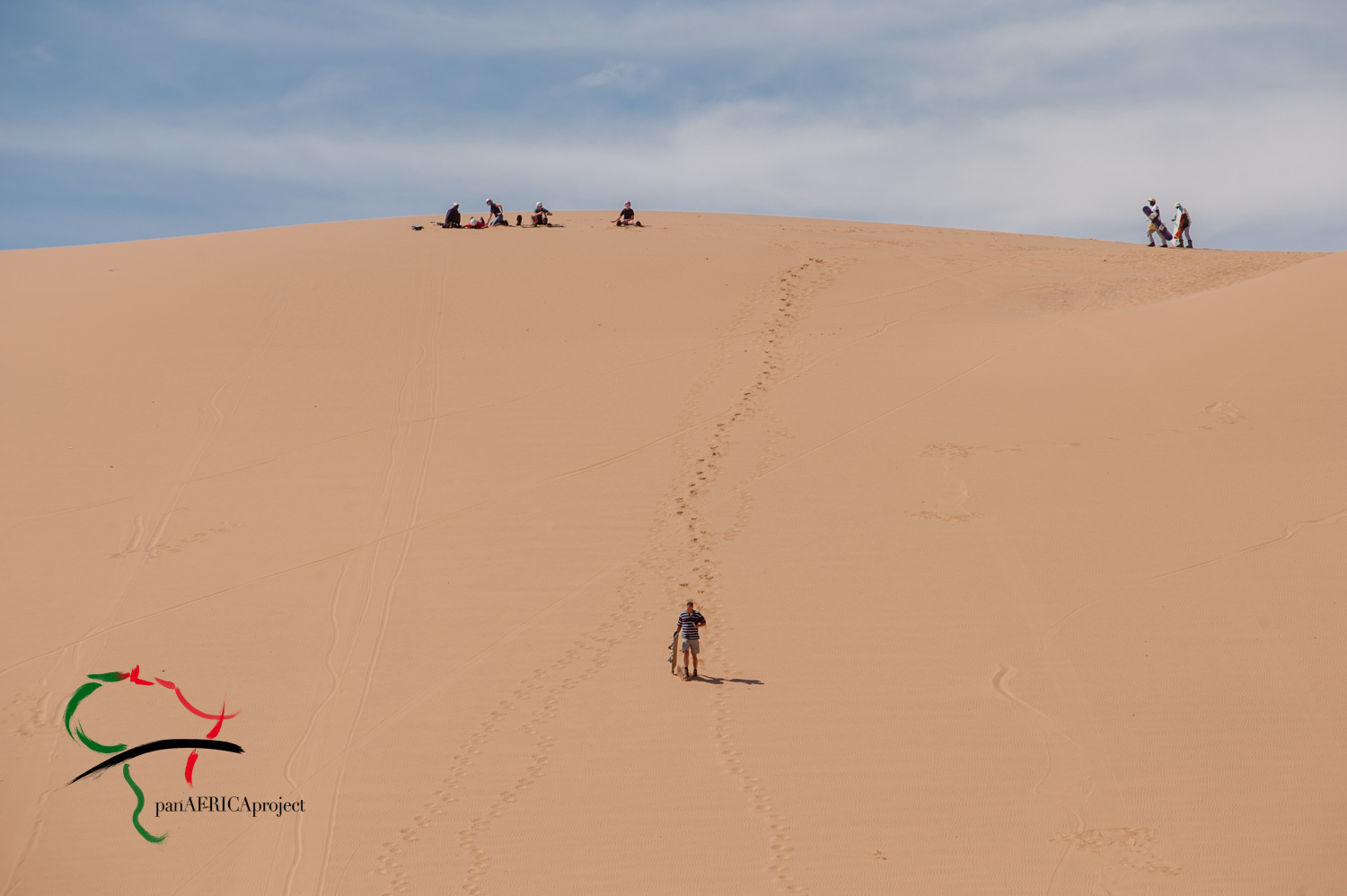 Tourists on sand dunes.
