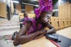 Female student looking at her phone.
