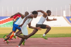 Track athletes sprinting