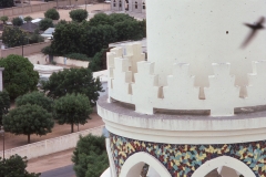 Aerial photograph of a minaret in Touba, Senegal