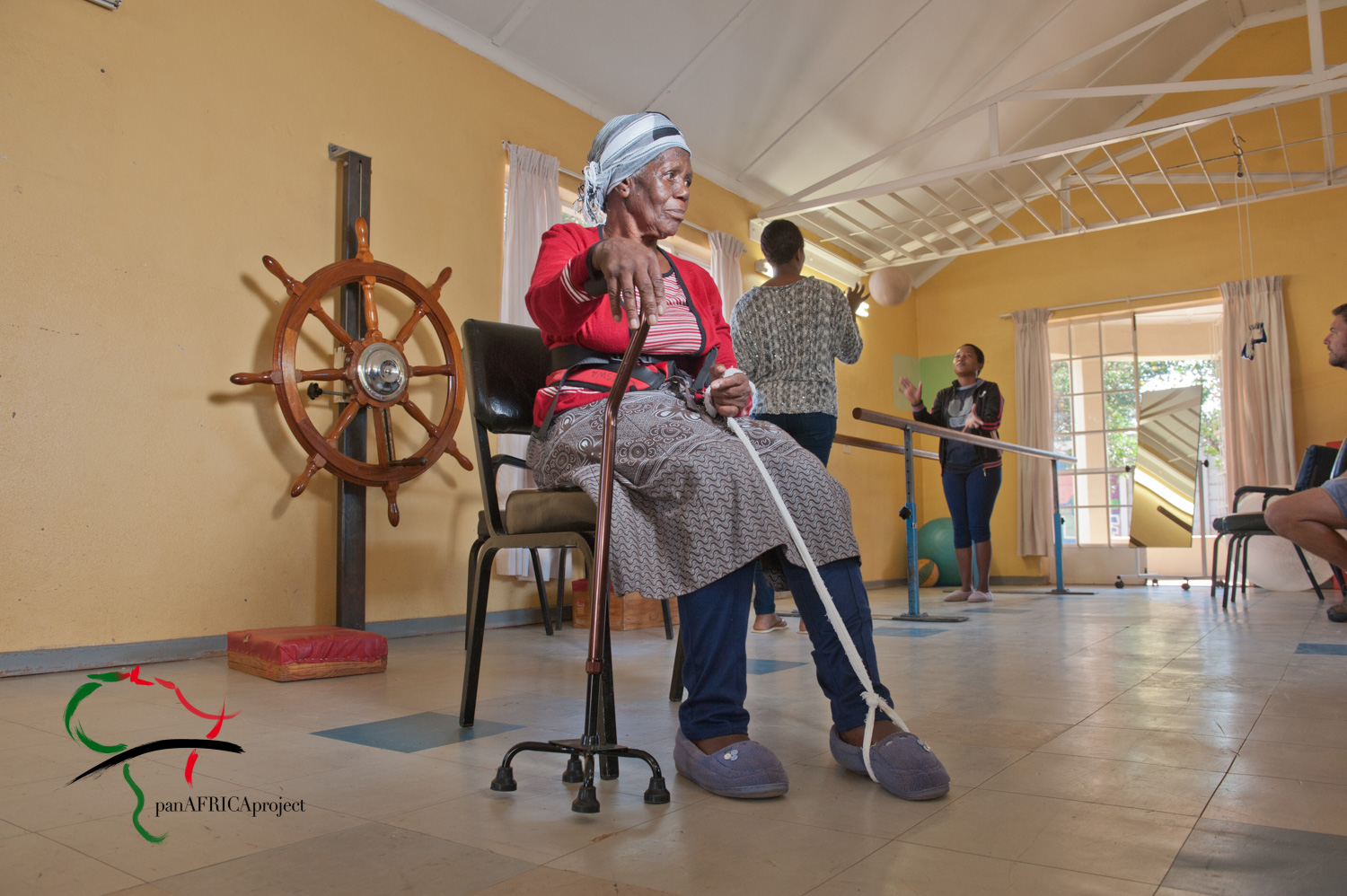 Elderly patient performing rehabilitation exercises