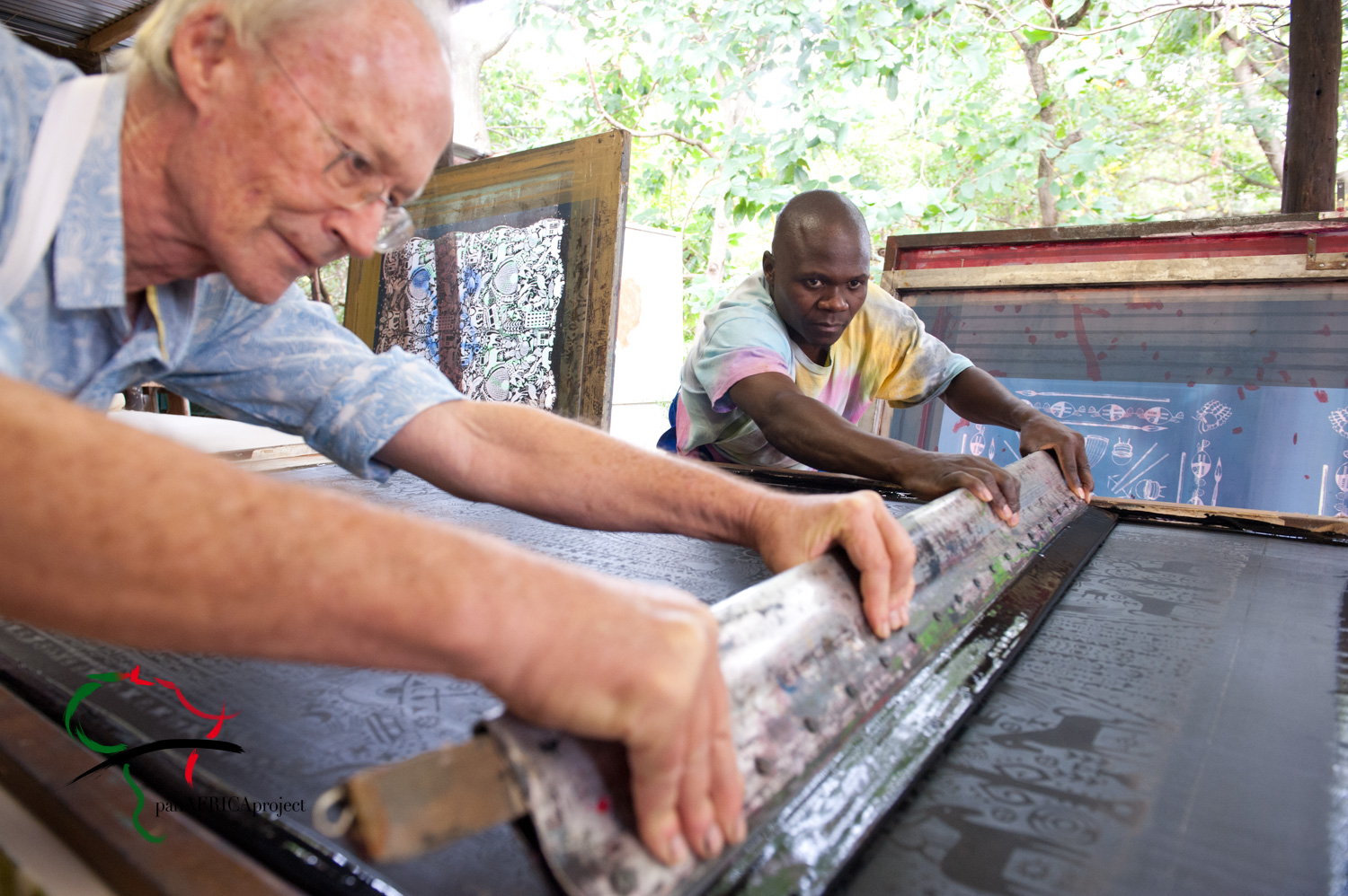 Artists printing using a silk screen