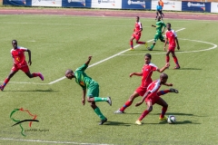 Athletes playing in a soccer match