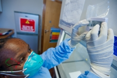 Nurse setting a timer