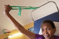 Elderly patient performing rehabilitation exercises