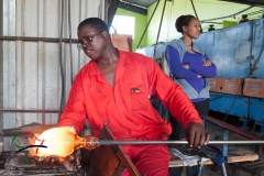 A glassblower working