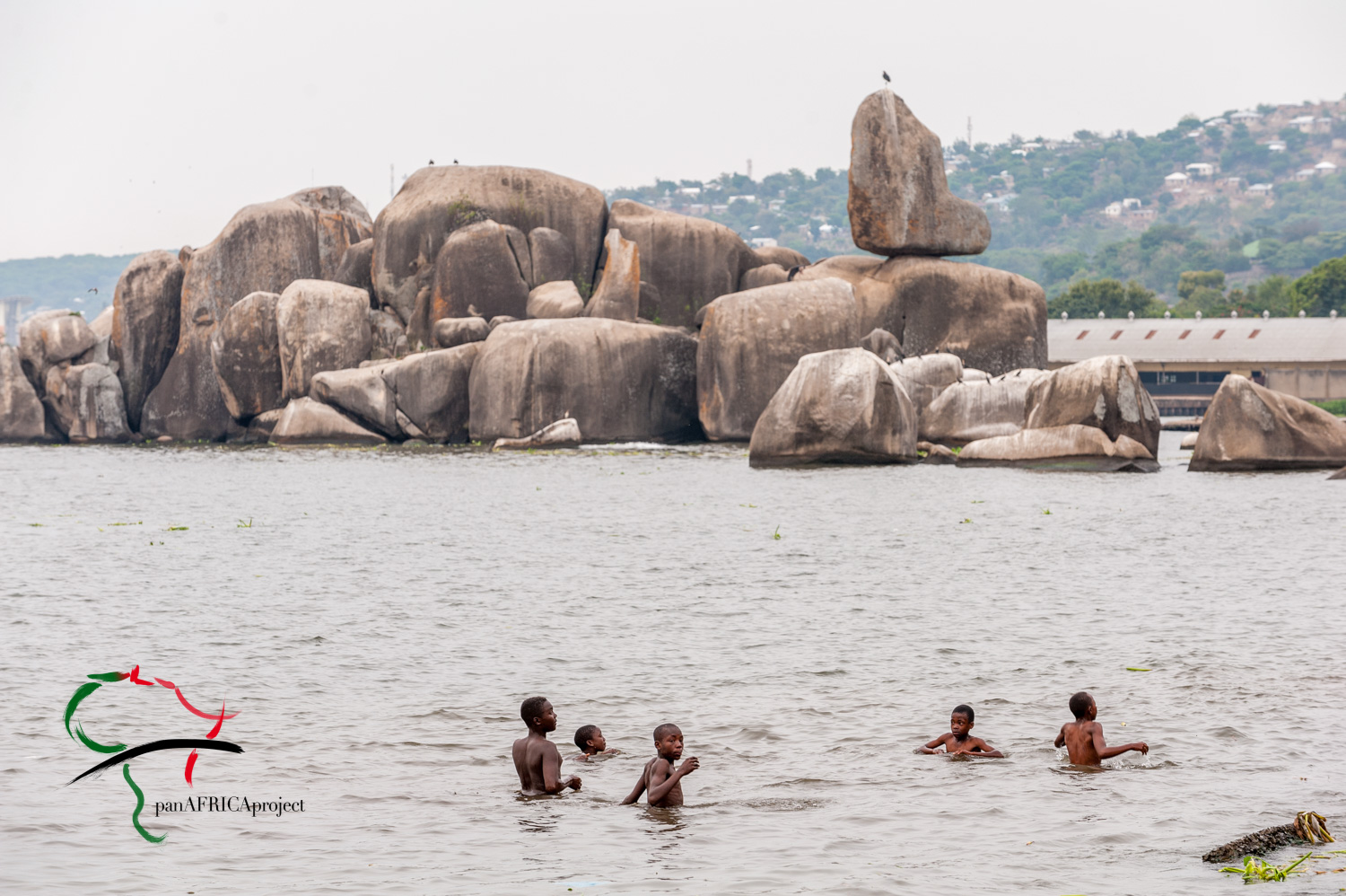 Children swimming in Lake Victoria