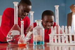 Students in a chemistry class room