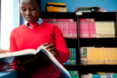 Student reading a text book