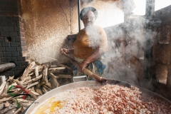 A woman cooking food