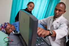 A woman receiving a ultrasound