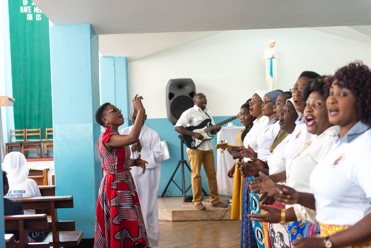 A choir performing at church