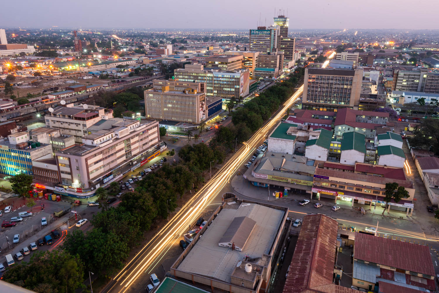 Aerial photograph of downtown Lusaka