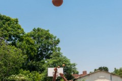 Boy shooting a basketball