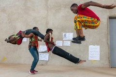 Acrobats practicing