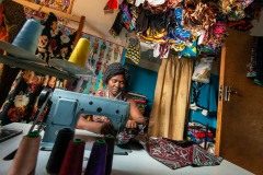 Seamstress working on a dress