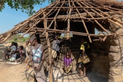 Girls inside a hut