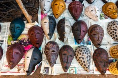 A collection of wooden masks