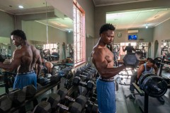 A body builder lifting weights