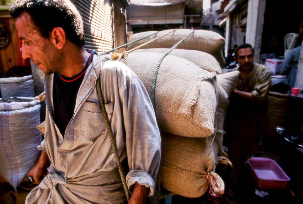 Vendors in a spice market in Cairo